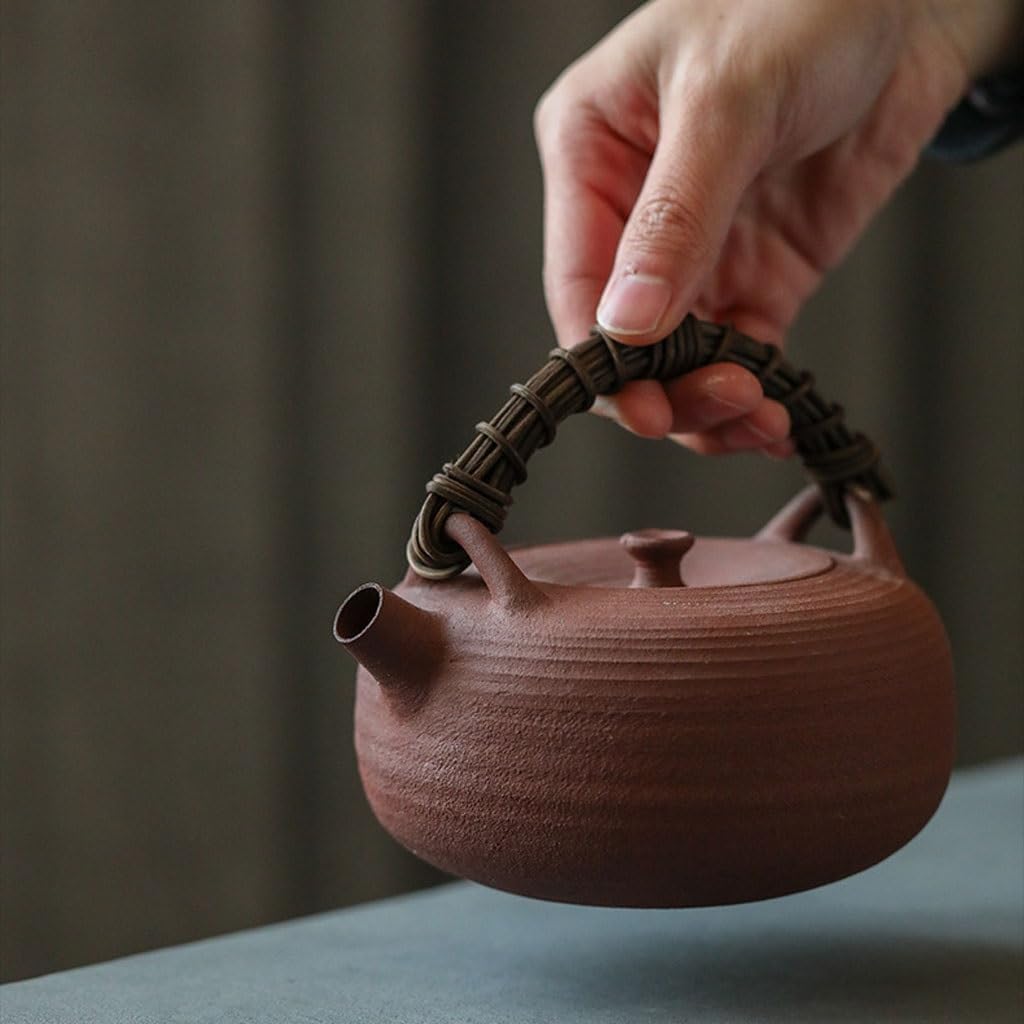 Loose Tea Teapot Handmade Teapot Stoneware Japanese Style Handle Teapot Kettle Household Ceramic 500ml Kung Fu Teapot Multifunctional Teapot