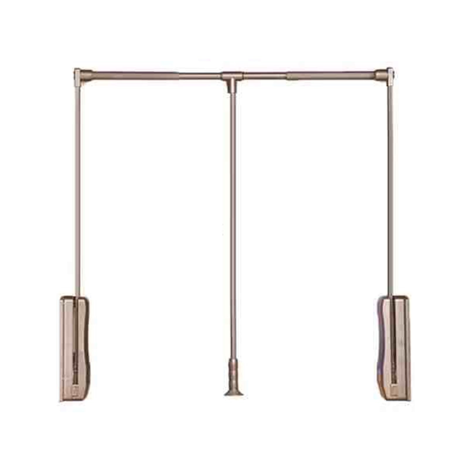 HTTGDGDH Adjustable Pull Down Closet Rod, Dual-Buffer Liftable Clothes Hanger For Cabinet 21.65-49.21 Inch, Heavy-Duty 33 Lb Capacity, Silver,Brown-550-700mm