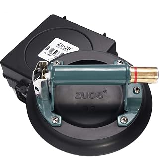 ZUOS 8" Glass Suction Cup for Granite & Glass Lifting, Vacuum Glass Lifter with Metal Handle and Brass Pump,250lbs Load Capacity (8" Metal)