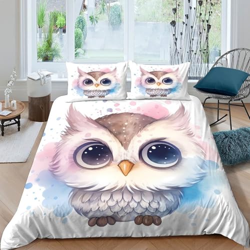 Housse de couette fermeture éclair hibou 3D infroissable