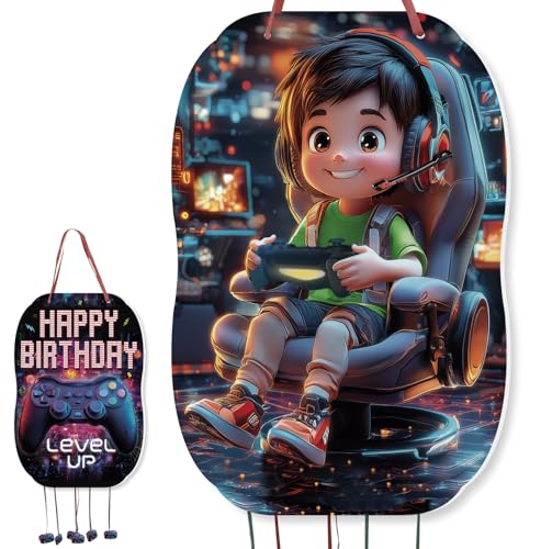 TROOKEE - Piñata aniversário infantil da Gamer - decoração de aniversário infantil, ananás grande para encher com carros e presentes para meninos e meninas, golosinas, bugigangas - Gamer Pinata, 46 x