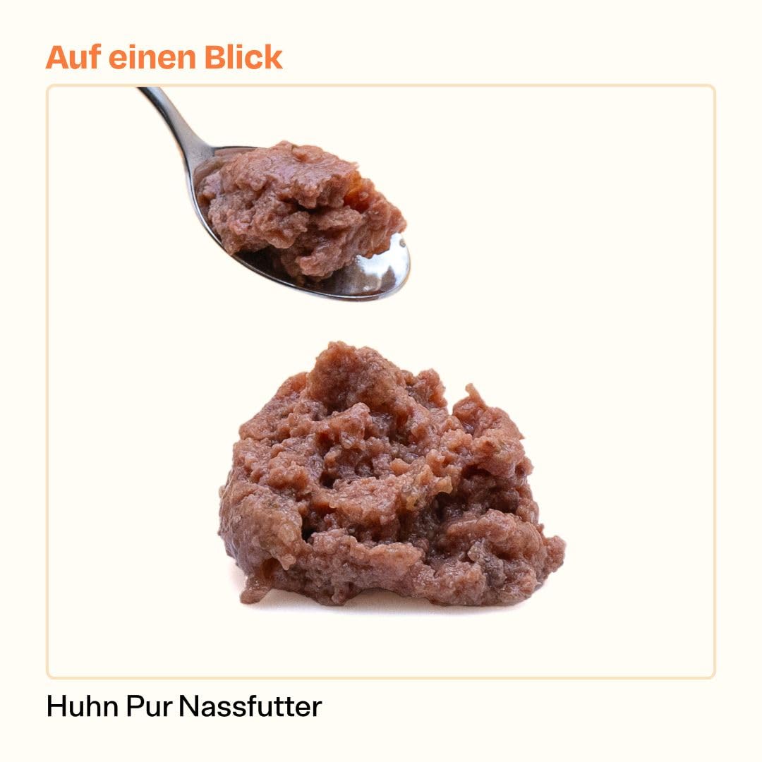 The Better Cat Cibo umido senza cereali con percentuale di carne extra elevata. Cibo per gatti di alta qualità senza cereali e senza zucchero con prebiotici (pollo), 12 x 85 g