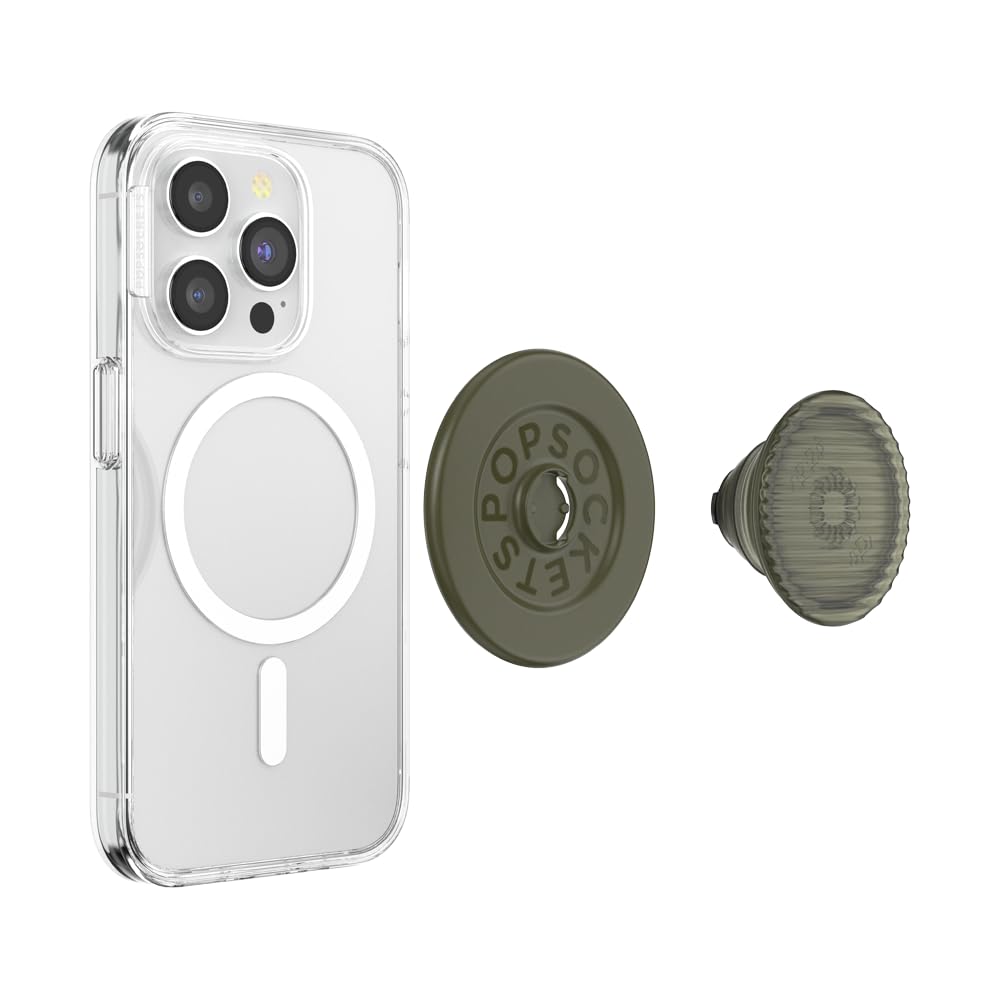 PopSockets Agarre para teléfono MagSafe con Soporte, Soporte magnético, Parte Superior Intercambiable, sujeción Segura para Fundas MagSafe de iPhone, Agarre para teléfono y Tableta, Fatiga estriada