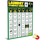 Laundry Symbols Guide Magnet - Extra Large Easy to Read 8.5” x 11” Clothing Care Instruction Cheat Sheet – Washing, Drying, Ironing & Bleaching Accessory - Functional Modern Laundry Room Art Decor
