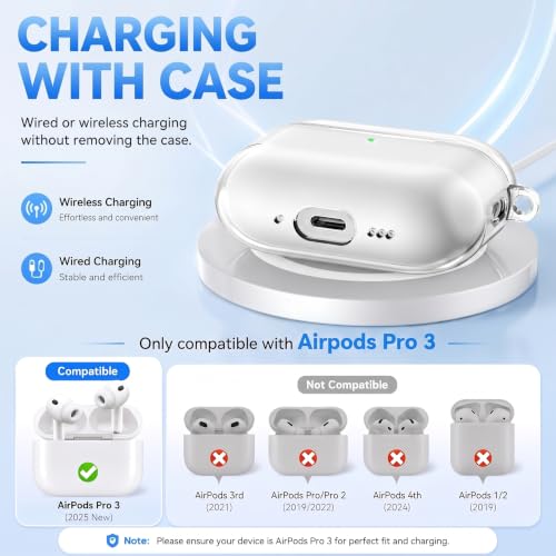 Image of for Airpods Pro 3 Case with Cleaner Kit, Crystal Clear Cover