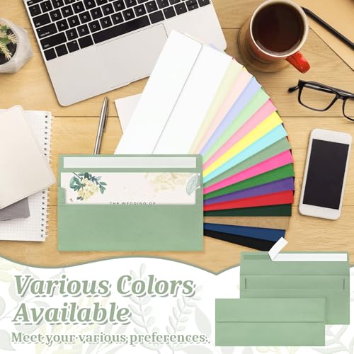 Image of Mulbozy 200Pcs #10 Sage Green Envelopes Letter Size Windowless Self Seal