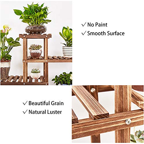 Augosta Multi Tiered Plant Stand for Indoor and Outdoor, Large Wood Plant Shelf for Multiple Plants, 6 Tier Plant Flower Pots Shelves Rack Holder Stand - Thumbnail 7