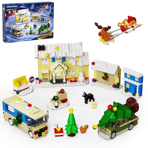 Weihnachtsdorf-Bausatz mit Weihnachtsbaum, Rentier, Eichhörnchen und...