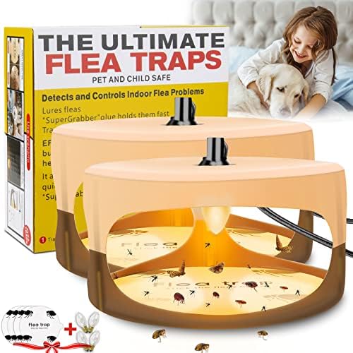 Flea Trap, Indoor Sticky Flea Trap with 2 Glue Discs