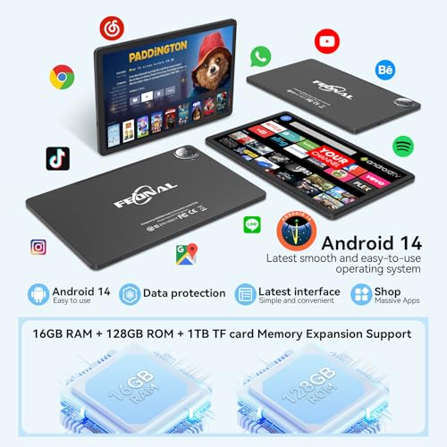 Tablet 11 inch Android 14 Tablet, 2025 Latest Update 128GB ROM 16GB RAM, 4G LTE Tableta, 5G WiFi+Cellular, Octa-Core, 21MP Dual Camera,1TB Expand, Incell FHD Screen, 7000mAh - Unclocked for T-Mobile - Image 4