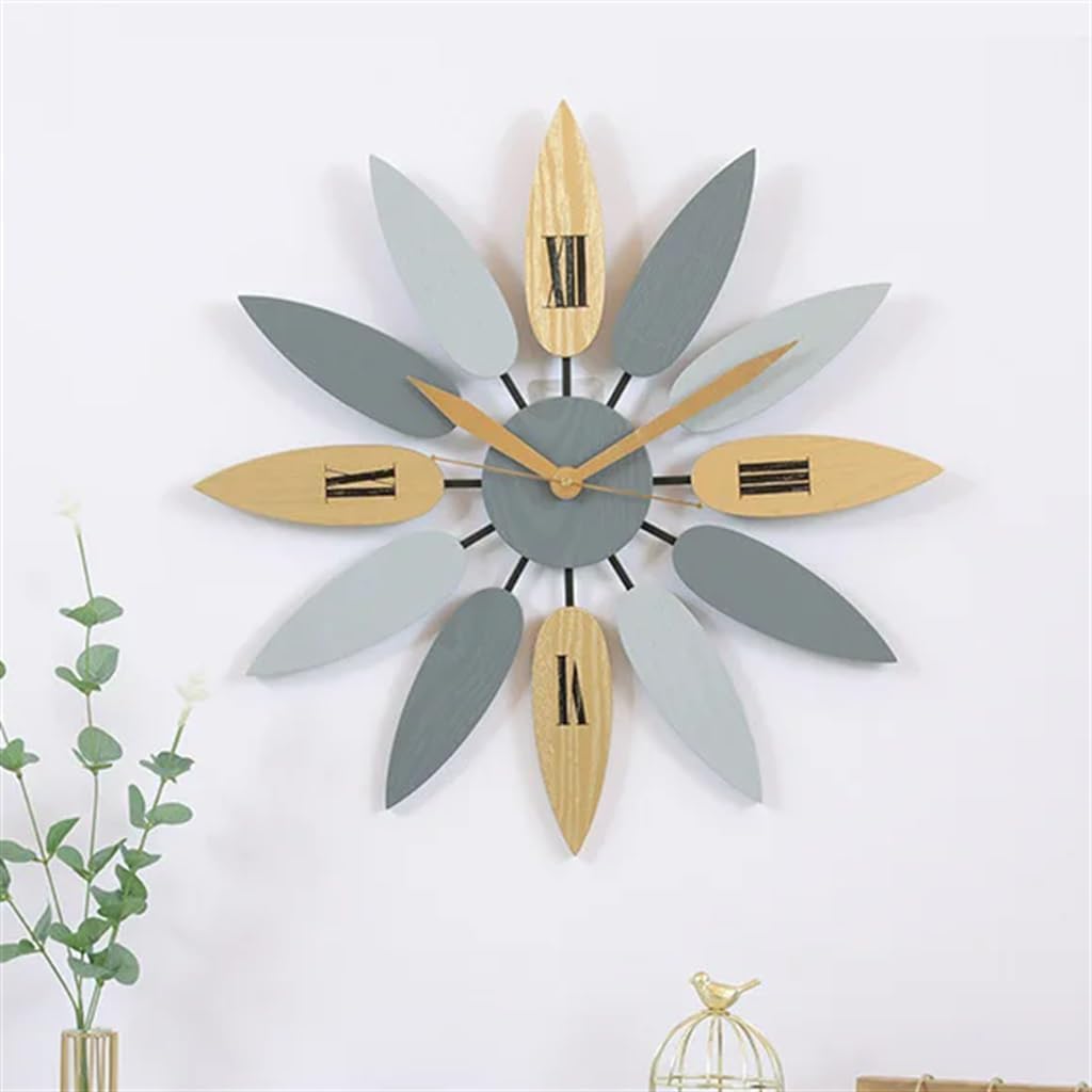 Solid Wood Leaf Wooden Quartz Watch Living Room Bedroom Decorative, Sslit-122/D/52 * 52Cm