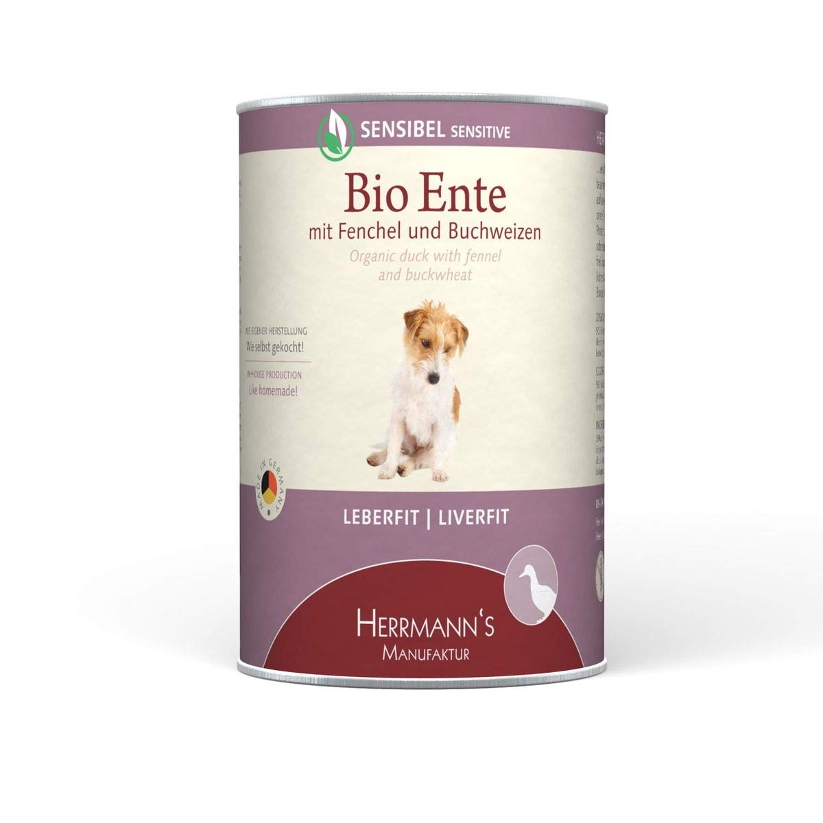 12 Stück (Dosen) Herrmanns Selection Sensibel Bio-Ente mit Fenchel, Apfel und Buchweizen 400g