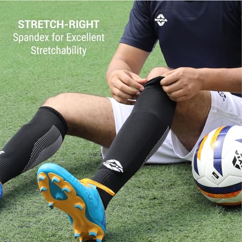 Nivia Rabona Football Super Socks / Stockings (Black, L) | Polyester Blend | for Men & Women | Knee Length long Stockings | For Football Soccer & other Sports 3 51mIqXHyEwL