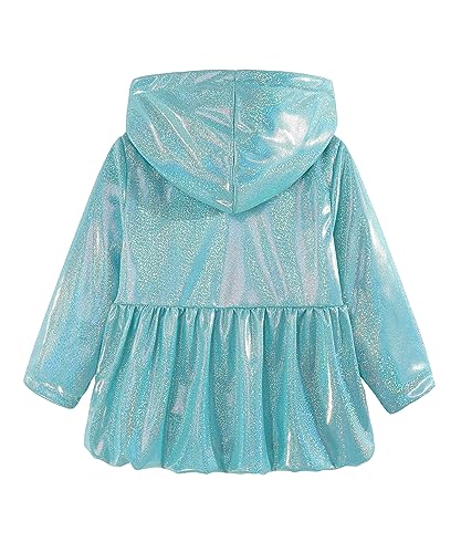 Girls Hooded Shiny Jacket Glitter Sparkly Sherpa Lined Outerwear2