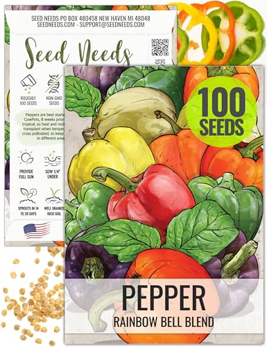Seed Needs Rainbow Bell Pepper Seeds to Plant Heirloom & Non-GMO 1 Pack