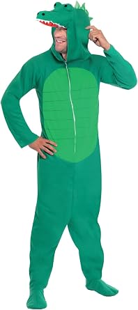 Smiffys Mens Crocodile Costume, Hooded All in One, Party Animals, Serious Fun, Size L, 23631