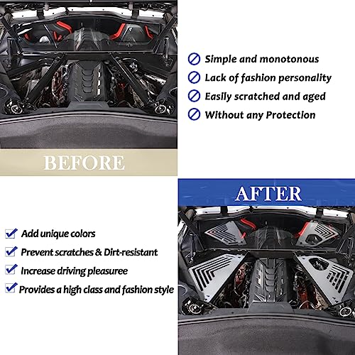 Image of Daeiclru Engine Bay Panel Cover Compatible with Chevrolet Corvette C8 2020-2023, Aluminium Engine Protector Splash Shield, Left Right Engine Case Guards (Silver)