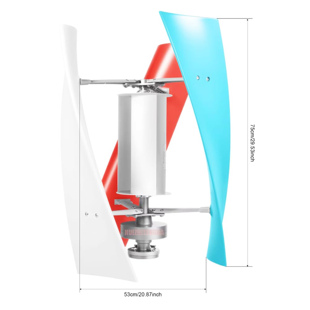 Kit Verticale di Turbina Eolica 3000W Generatore di Maglev Permanente 12V-220V con Inverter di Potenza E Regolatore di Carica Eolica Adatto per Uso All'aperto E nel Cortile (3 Lame)