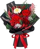 Flowers for Delivery, Preserved Flowers Bouquets, Red Rose Birthday Gifts for Women Mom Her Wife Girlfriend Grandma, Real Forever Flower for Christmas Valentines Mothers Day Anniversary Romantic Night