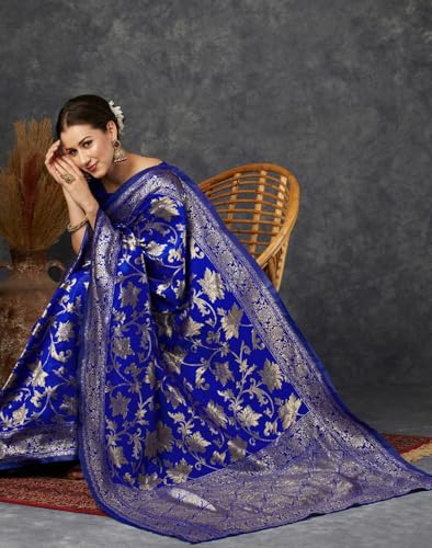 Image of Women's Banarasi Saree Pure Kanjivaram Silk Saree Soft Design Wear Pattu Sarees Cotton With Blouse Piece Kanchipuram for Wedding new ladies sadi