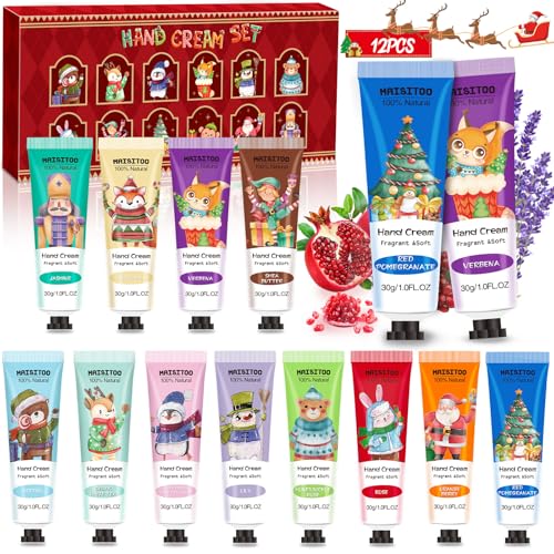 NLMWTI Set de Crema de Manos, 12 Pcs Cremas Manos de Regalo Navidad para Manos Secas y Agrietadas, Hidratante, Fragancia para Manos, Pack Regalo Mujer Regalos Navidad