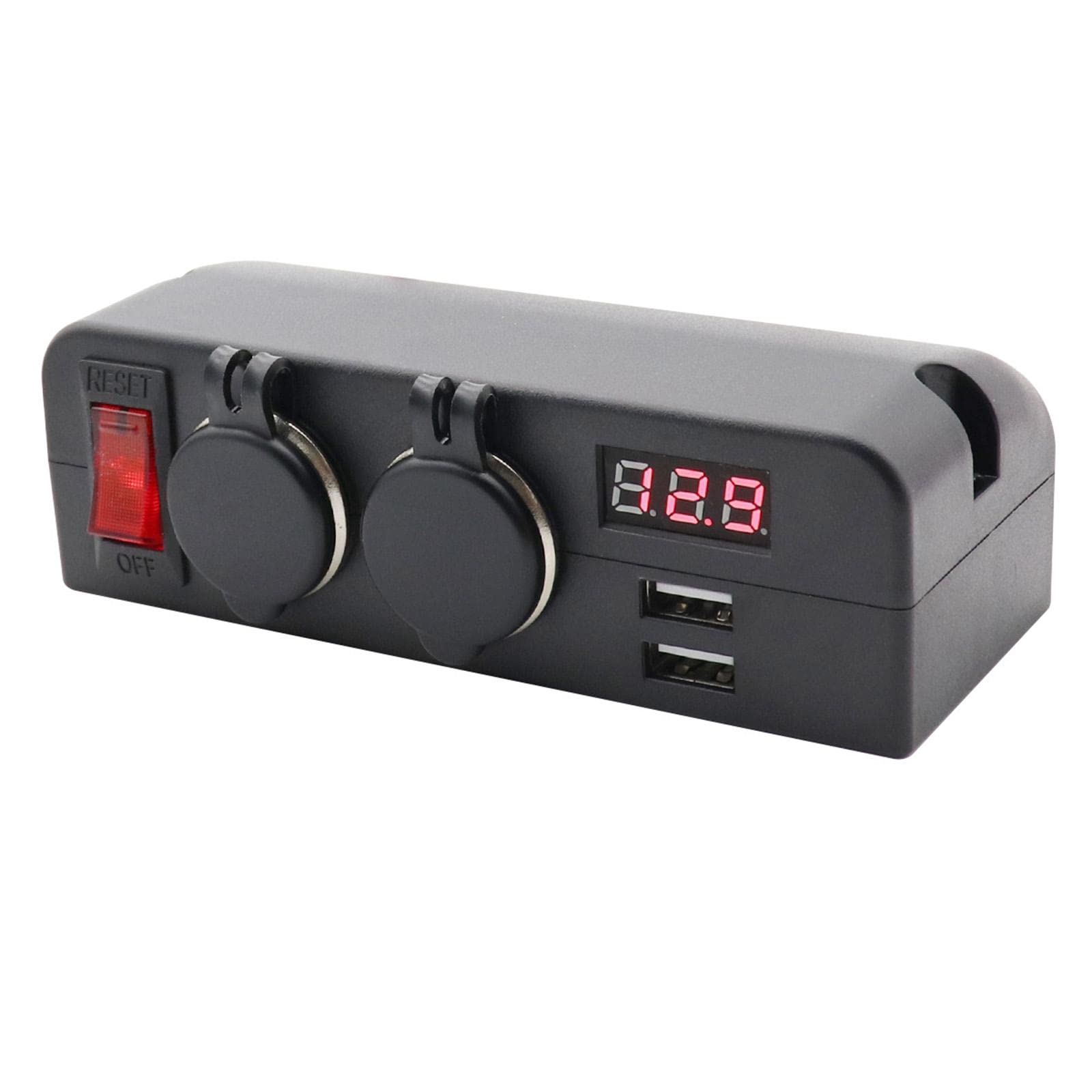 12V/24V Kfz Ladebuchsenpanel mit Zwei USB Anschlüssen, 5V 3,1A LED Voltmeter Splitter für