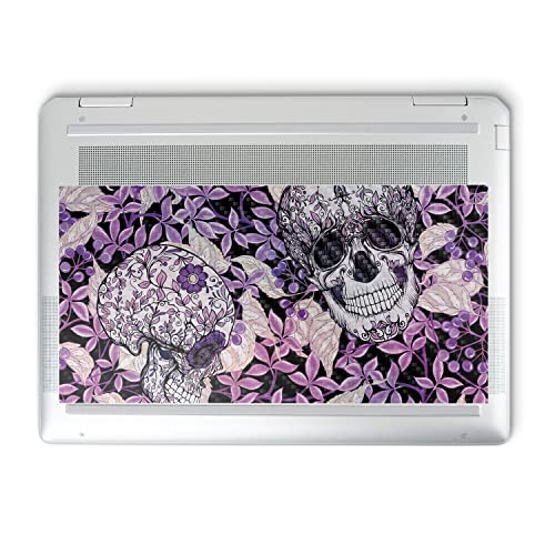 Image of MightySkins Carbon Fiber Skin Compatible with HP Spectre x360 14 inch (2022) Full Wrap Kit - Flower Skull | Protective, Durable Textured Carbon Fiber Finish | Easy to Apply | Made in The USA