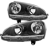 Phare halogène droit Lot de 2 phares halogènes Golf 5 10.03-08.08 H7/H7 avec moteur