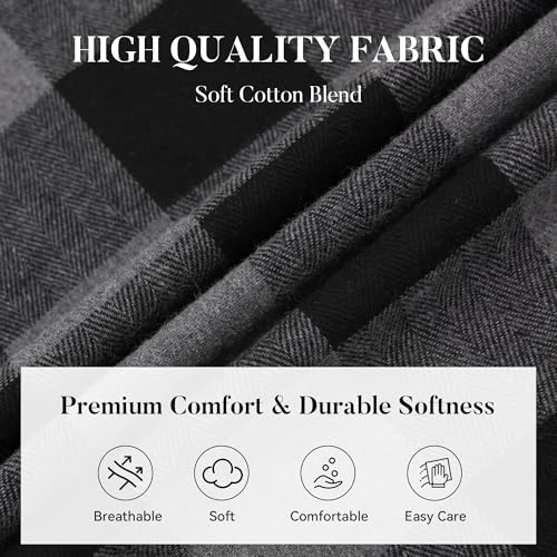 Image of WARHORSEE Flannel Shirt for Men Long Sleeve Button Down Plaid Shirts | Soft Cotton Blend for Multi-season Wear, Lightweight yet Warm, Dual buttoned storage pockets, Machine Washable Easy Care