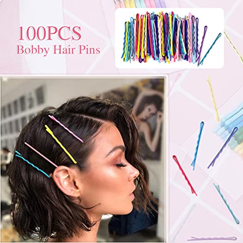 100 peças, grampos de cabelo coloridos com caixa bonita, grampos de metal para cabelos grossos, ótim