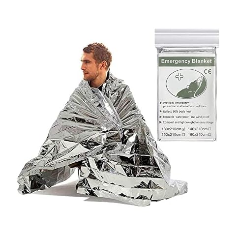 Aimeixin First Aid Emergency Blanket Suitable for Camping Hiking Windproof Keep Warm Tin Foil Rescue Blanket (1 pack) Cover