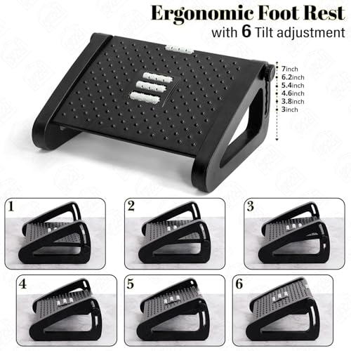 Image of Foot Rest for Under Desk at Work - Ergonomic Foot Stools for Under Office Desk - Rocking Footrest with Roller Massager - Leg Rest for Chair, Computer Gaming - Promote Leg Circulation (Style 2, Black)