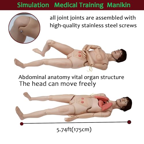 PreAsion Nursing Manikin-5.74ft Patient Care Medical Manikin for Training , Multifunctional Male-Female Trauma Nurse Training Manikin Model with CPR & Wound Modules for Enhanced Nursing Skills - Thumbnail 3