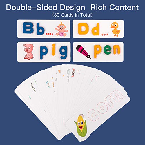 Jogo de palavras de soletração de madeira Cartão de reconhecimento de letras Enigma Montessori STEM