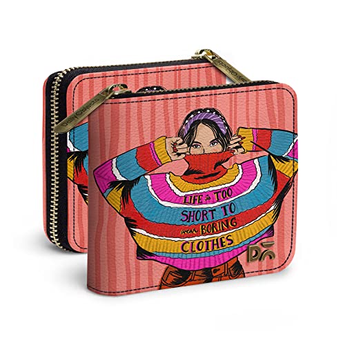 Image of DailyObjects Women's Zip Wallet | Made with Vegan Leather Material | Carefully Handcrafted | Holds up to 8 Cards | Slim and Easy to Fit in Pocket | Coin Pocket with Button Closure