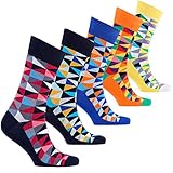 Socks n Socks-Men's 5-pair Patterned Luxury Cool Fun Cotton Dress Socks Gift Box
