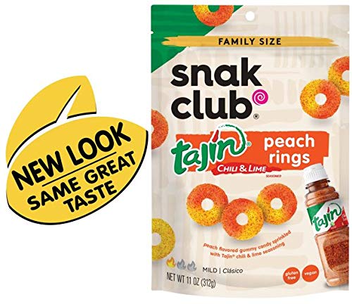 Snak Club Tajin Chili and Lime Seasoned Candy Peach Rings, 11 ounce Family Size bag - Thumbnail 3