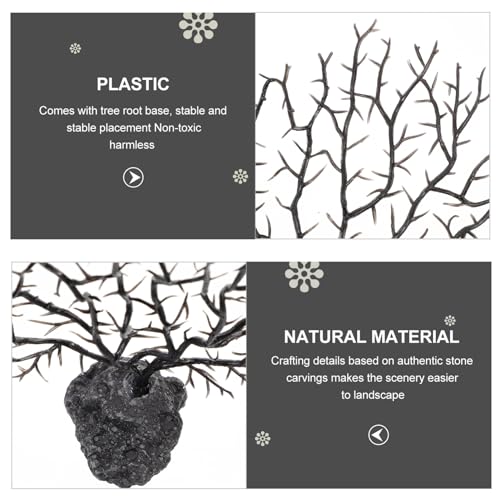 Image of Ipetboom Simulated Tree Adornment Aquarium Decorative Water Plant Figurine for Fish Tank Decoration 9.84X8.26X1.77 Inch Realistic Resin Aquarium Ornament