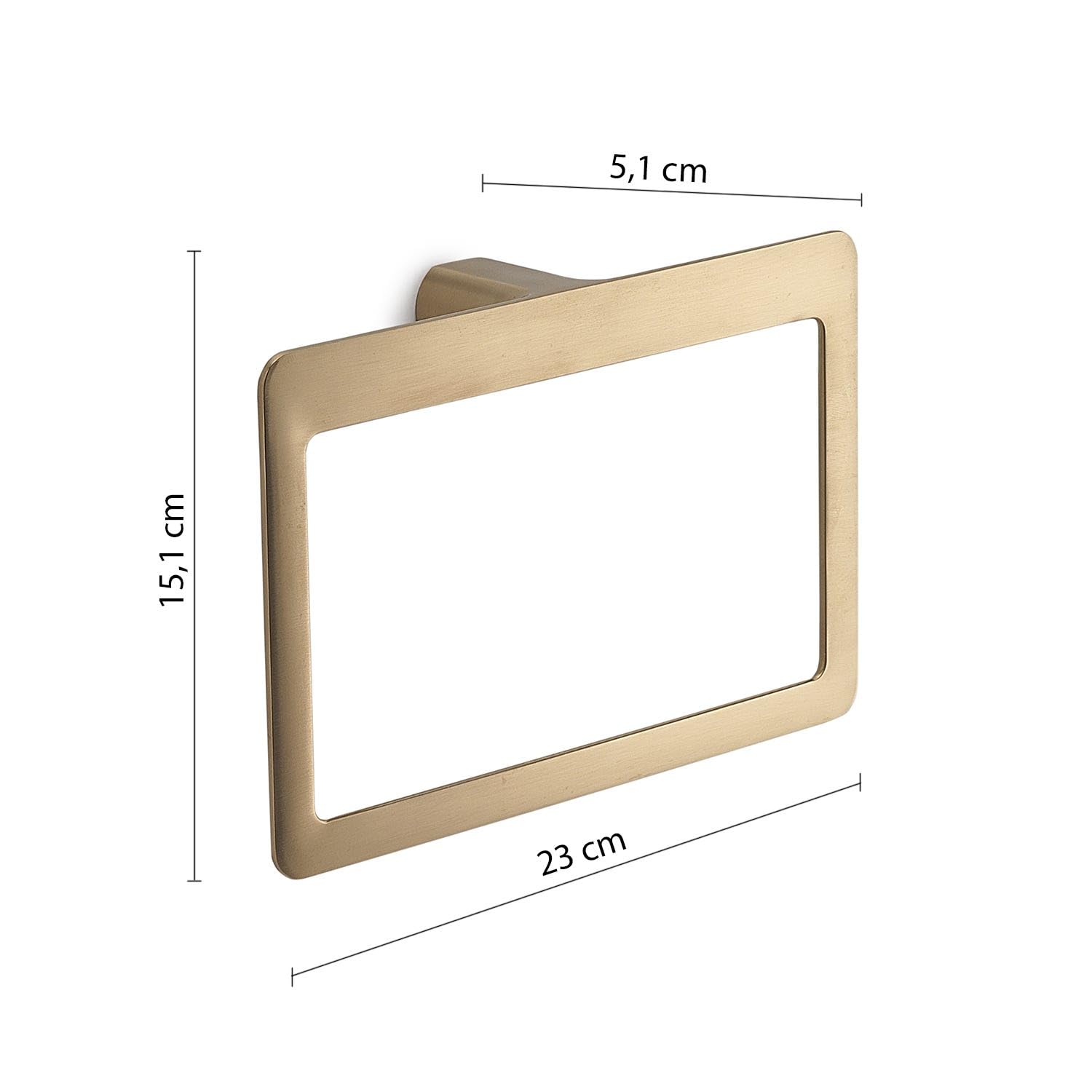 Kiamami Valentina - Toallero de anillo de pared de latón, cromall y acero inoxidable, oro mate, fijación con tornillos, 23 x 15,1 x 5,1 cm, serie Palazzo