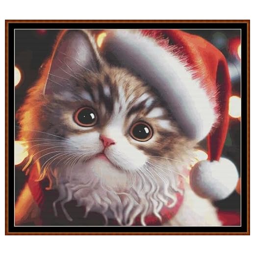 Patron de point de croix compté Motif chaton de Noël – Tabby ~~ PDF