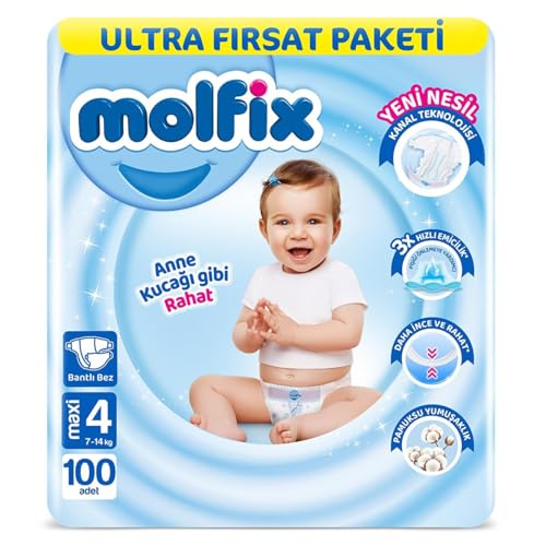 Molfix Maxi 4 Beden Aylık Bebek Bezi (1 x 100 Adet)