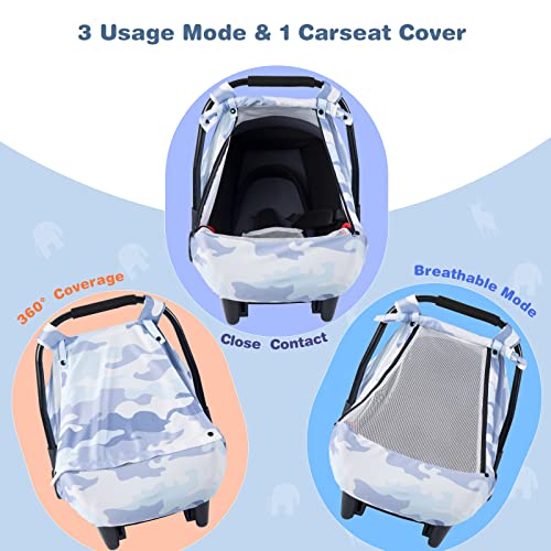 Smttw Car Seat Cover For Babies, Stretchy Breathable Carseat Canopy With Peek Window, Multiuse Infant Stroller Cover For Baby Boys Girls, Privacy Sun Shade & Wind Protect For Summer (Camouflage) #TOP1