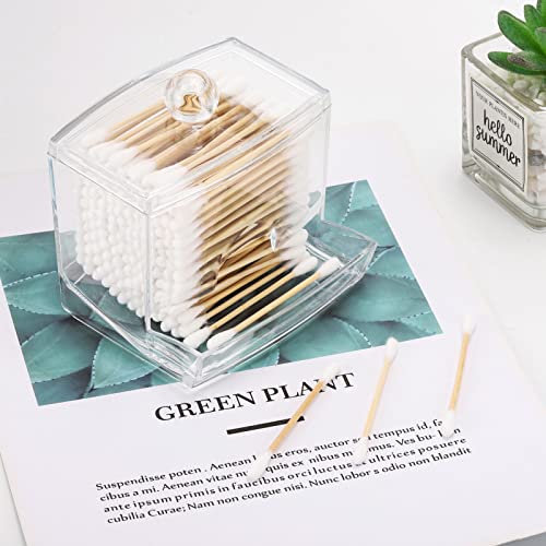 Image of Tbestmax 10oz Qtip Holder Dispenser Big Clear Bathroom Organizer Accessories Decor for Storage-Qtips Cotton Ball Holder Apothecary Jars, Cotton Swabs, Floss Container