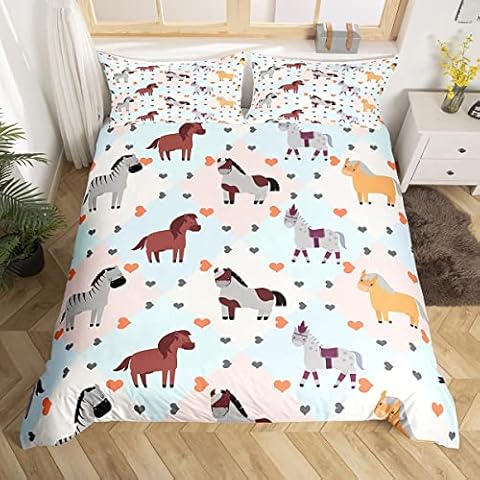 Kids Cute Zebra Unicorn Duvet Cover Set Cover