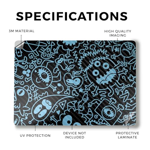 Image of Carbon Fiber Laptop Skin Compatible with Alienware M18 R2 (2024) - Dark Monster Doodles - Premium 3M Vinyl Protective Wrap Decal Cover - Easy to Apply | Crafted in The USA by MightySkins