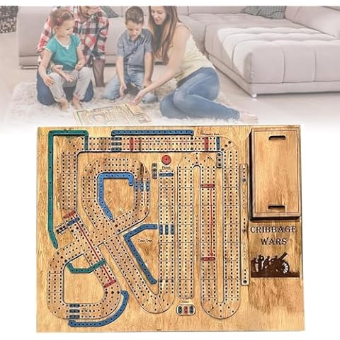Cribbage Wars Board Game Wooden Cribbage Board Game Set Traps Cribbage Game Classic Board Game Night for The Family - Strategy Game for Adults (Wooden) Cover