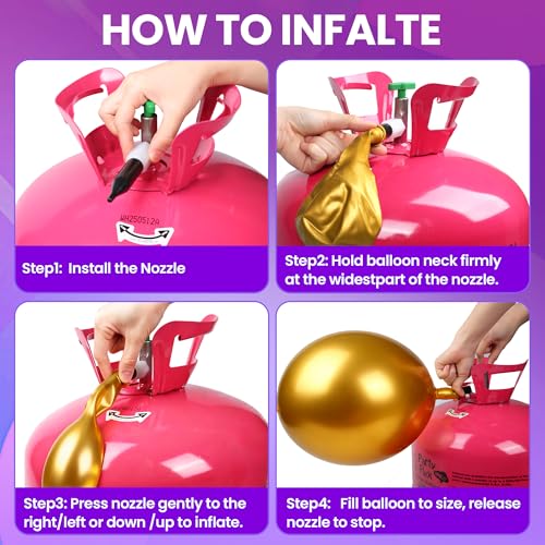 Helium Tank for Balloons – 22L Disposable Helium Balloon Tank Kit Fills Up to 100 Balloons – Includes 50 Balloons & Ribbon – Portable Helium Tank for Birthday, Wedding & Party Decorations - Image 4