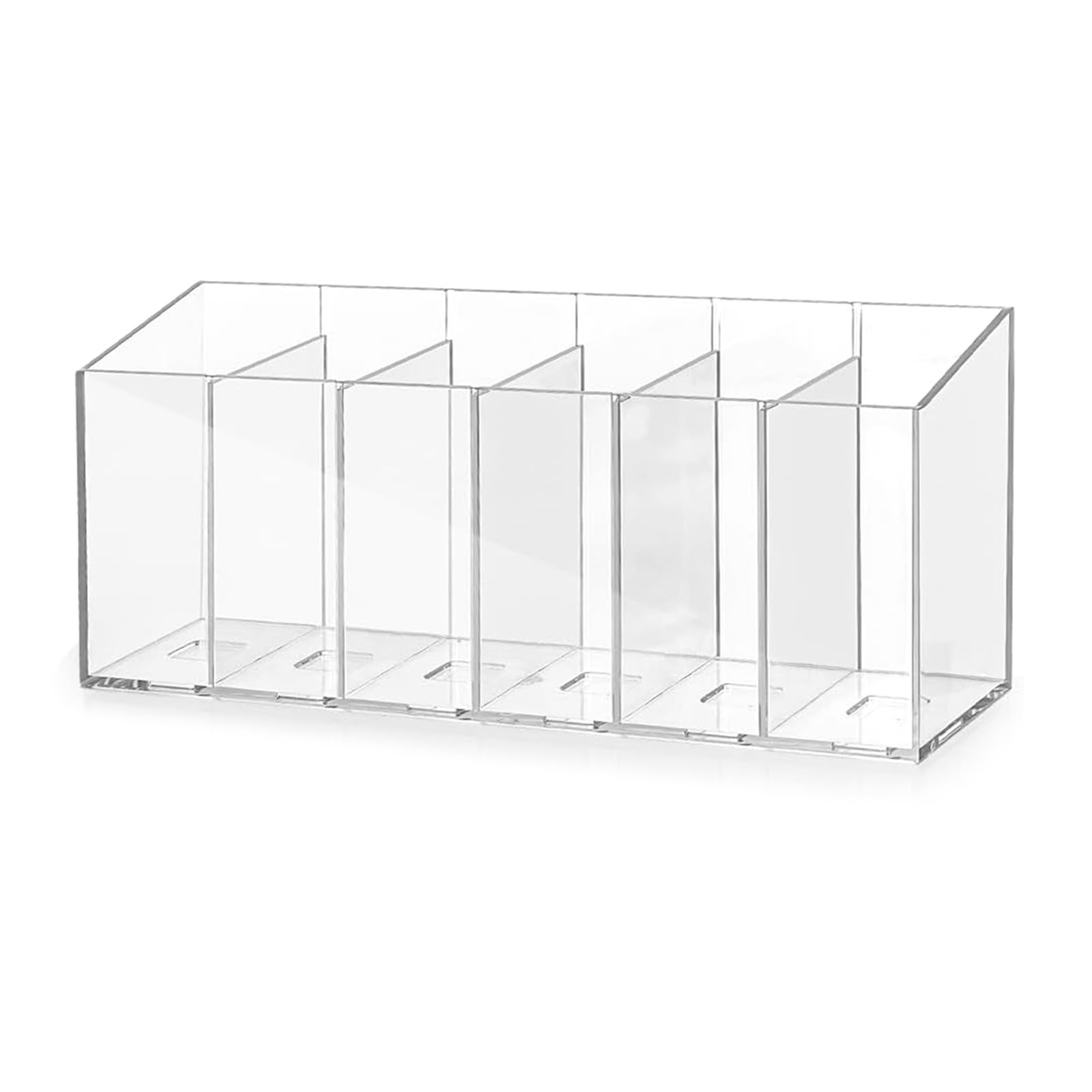 Gissroys Multicolor Clear Partitioned Storage Box With 6 Customizable Sections High Edges For Drink Packets Kitchen Supplies Removable Dividers Kitchen Storage Container