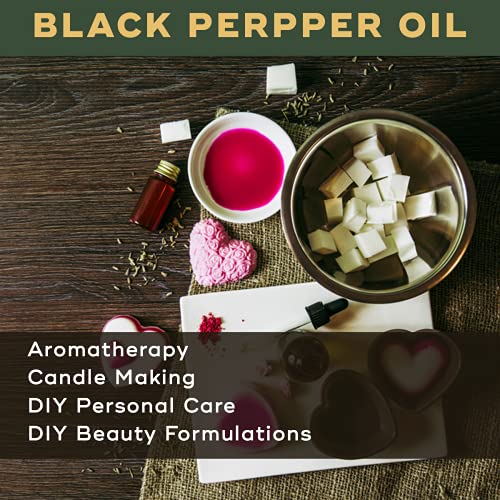Image of Black Pepper Essential Oil - Therapeutic & Cosmetic Grade - 25 Ml For Aromatherapy, Diffuser, Soap Making, Cosmetic Making, Lotions, Creams, Diy Personal Care For Face, Hair, Skin & Body