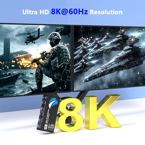 Image of 8K@60Hz HDMI DisplayPort KVM Switch 2 Monitors 2 Computers, 4K@120Hz Dual Monitor KVM Switches HDMI DisplayPort for 2 Computers Share 2 Monitors and 4 USB Devices for Keybord Mouse Printer Hard Drive